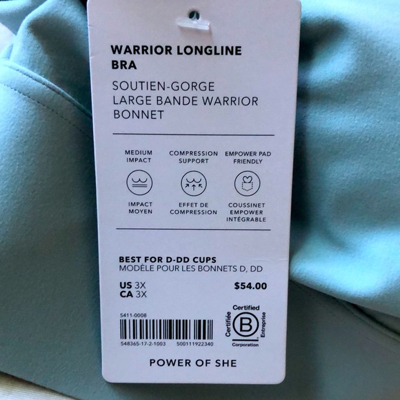 Athleta Warrior Longline Mint Green Sports Bra, Size 3X NWT - Picture 4 of 12